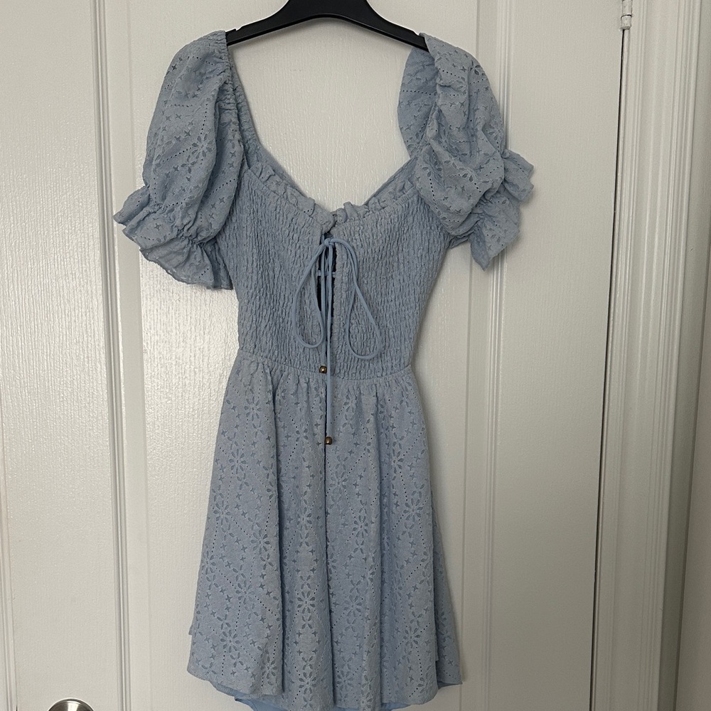 Honey Light Blue Eyelet Dress